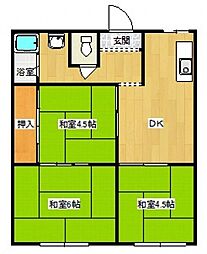 コーポラス竜宮 1階3DKの間取り