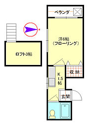 シュガーハウス南久ヶ原 1Kの間取図画像