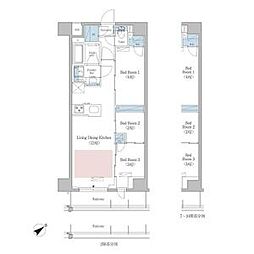 東京メトロ東西線 早稲田駅 徒歩1分の賃貸マンション 3階3LDKの間取り