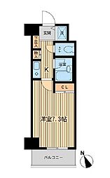 都営大江戸線 東中野駅 徒歩12分の賃貸マンション 6階1Kの間取り