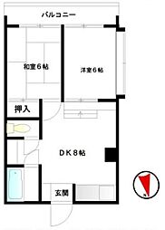 JR山手線 恵比寿駅 徒歩12分の賃貸マンション 1階2DKの間取り