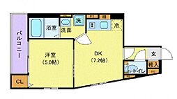 LeafVillage新宿若松 1DKの間取図画像