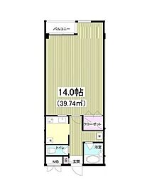 東京メトロ銀座線 外苑前駅 徒歩7分の賃貸マンション 2階1Kの間取り