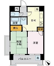 JR山手線 目黒駅 徒歩10分の賃貸マンション 4階2DKの間取り