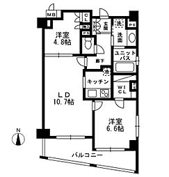 西武新宿線 下落合駅 徒歩5分の賃貸マンション 6階2LDKの間取り
