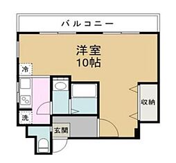 JR山手線 目黒駅 徒歩8分の賃貸マンション 3階ワンルームの間取り