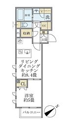 新宿区早稲田鶴巻町マンション 1LDKの間取図画像