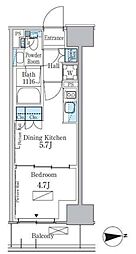 JR総武線 大久保駅 徒歩6分の賃貸マンション 4階1DKの間取り