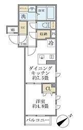 新宿区早稲田鶴巻町マンション 1LDKの間取図画像