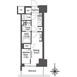 コンフォリア東新宿 1Kの間取図画像