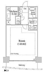 河田町ガーデン1号棟 1Kの間取図画像