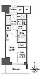 コンフォリア東新宿 1DKの間取図画像