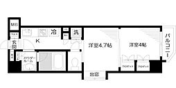 日神デュオステージ新宿若松町 2Kの間取図画像
