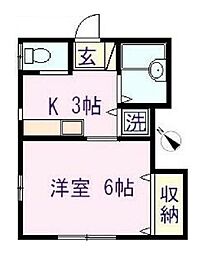 スペース21 1Kの間取図画像