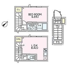 新宿区余丁町アパート 1LDKの間取図画像