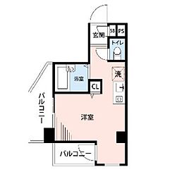 スカイコート早稲田2 1Kの間取図画像