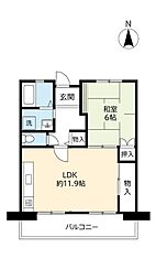 UR都市機構アルビス池田102棟 1LDKの間取図画像