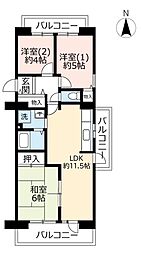 UR都市機構アルビス池田103棟 3LDKの間取図画像