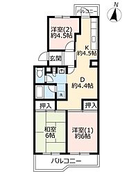 UR都市機構千里春日台団地3号棟 3DKの間取図画像