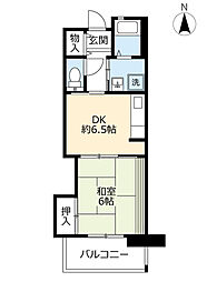 UR都市機構シャレール東豊中1号棟 1DKの間取図画像