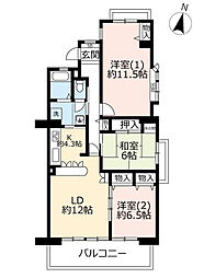 UR都市機構桜宮リバーシティ中央14-4号棟 3LDKの間取図画像