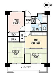 UR都市機構リバーサイドもりぐち団地2号棟 3DKの間取図画像