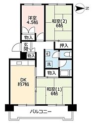 UR都市機構リバーサイドほんじょう2号棟 3DKの間取図画像