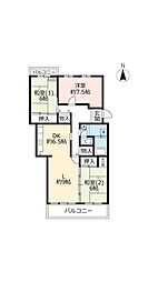 UR都市機構オークタウン東茨木17号棟 3LDKの間取図画像