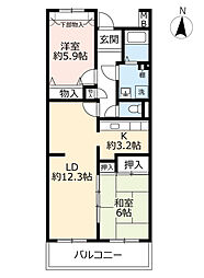 UR都市機構茨木学園町5号棟 2LDKの間取図画像