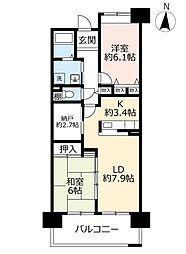 UR都市機構茨木学園町3号棟 2LDKの間取図画像