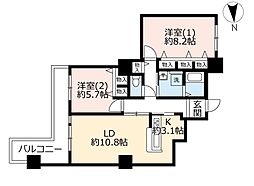 UR都市機構ぷららてんま天満市場 2LDKの間取図画像