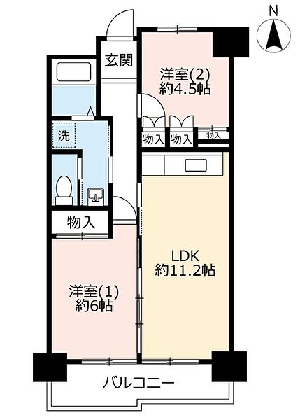 UR玉串西 ｜大阪府東大阪市玉串町西3丁目(賃貸マンション2LDK・8階・59.77㎡)の写真 その2