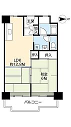 UR都市機構南港わかぎの団地44棟 1LDKの間取図画像