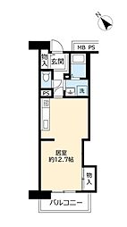 UR都市機構サンラフレ朝潮橋 1Kの間取図画像