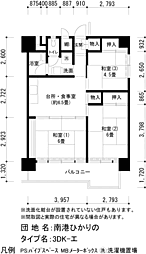 UR都市機構南港ひかりの団地14棟 3DKの間取図画像