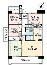 UR都市機構サンヴァリエ針中野4号棟 4LDKの間取図画像