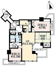 UR都市機構アーベイン天王寺21号棟 3LDKの間取図画像