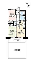 UR都市機構サンヴァリエ春日丘5号棟 2DKの間取図画像