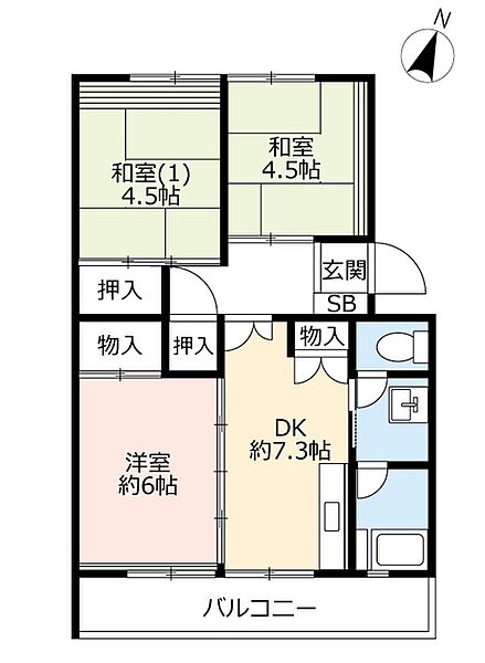 UR釈尊寺第二 ｜大阪府枚方市釈尊寺町(賃貸マンション2LDK・5階・59.34㎡)の写真 その2