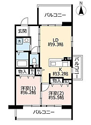 アミティひらかた宮之阪 2LDKの間取図画像