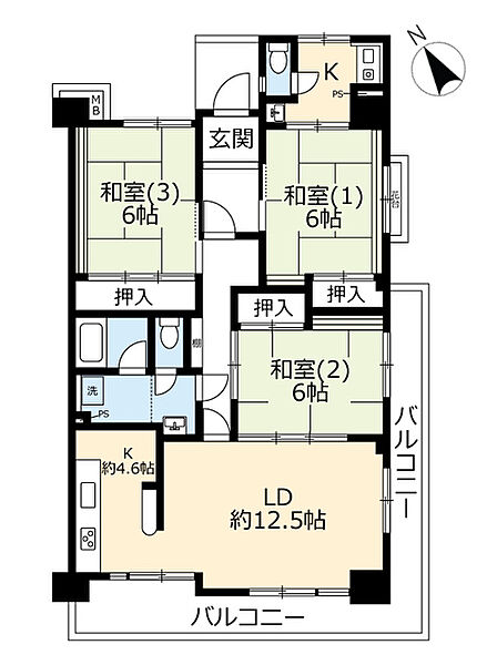 UR藤沢台中央 ｜大阪府富田林市藤沢台1丁目(賃貸マンション3LDK・3階・92.55㎡)の写真 その2