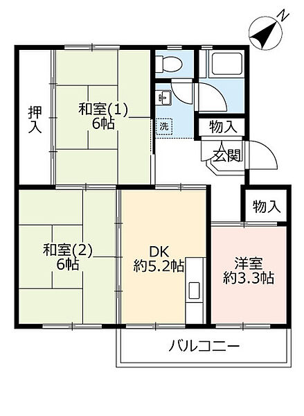 UR泉南一丘 ｜大阪府泉南市信達大苗代(賃貸マンション3DK・4階・54.04㎡)の写真 その2