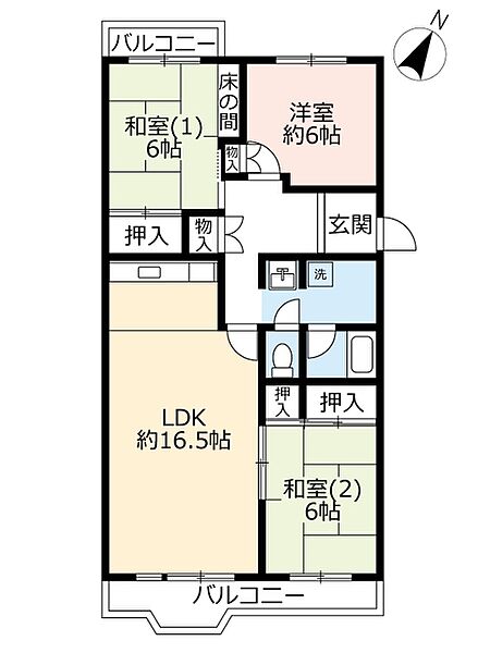 UR藤沢台第三 ｜大阪府富田林市藤沢台1丁目(賃貸マンション3LDK・2階・86.65㎡)の写真 その2