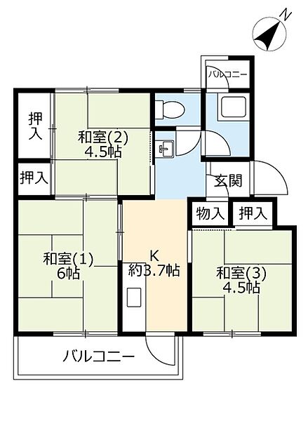 UR助松 ｜大阪府泉大津市助松団地(賃貸マンション3K・3階・45.28㎡)の写真 その2