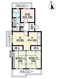 UR都市機構いぶき野三丁目団地5号棟 3DKの間取図画像