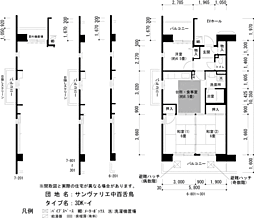 UR都市機構サンヴァリエ中百舌鳥6号棟 3DKの間取図画像