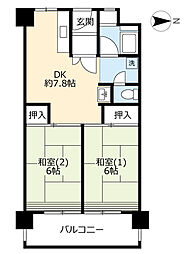 UR都市機構中百舌鳥公園団地3号館 2DKの間取図画像