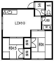 たんぽぽ荘A 3 ｜ 北海道旭川市八条通23丁目（賃貸アパート2LDK・2階・41.71㎡） その2