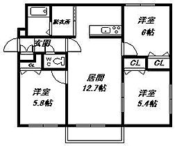 ツインクル2-1 503 ｜ 北海道旭川市二条通1丁目（賃貸マンション3LDK・5階・62.37㎡） その2