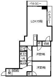 ESY旭川 2LDKの間取図画像